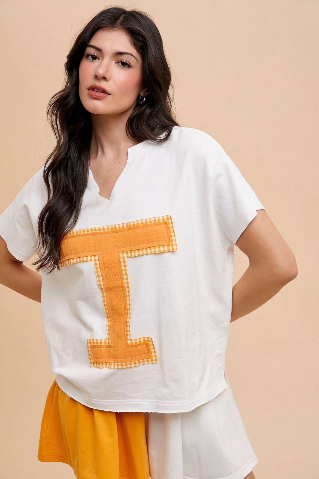 Patch "T" Knit Top