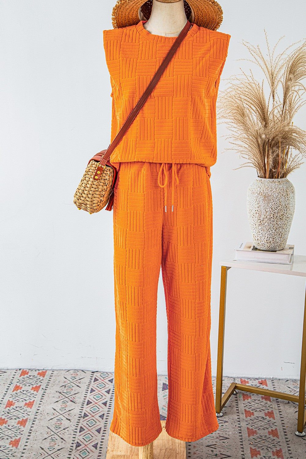 Textured Orange Pants