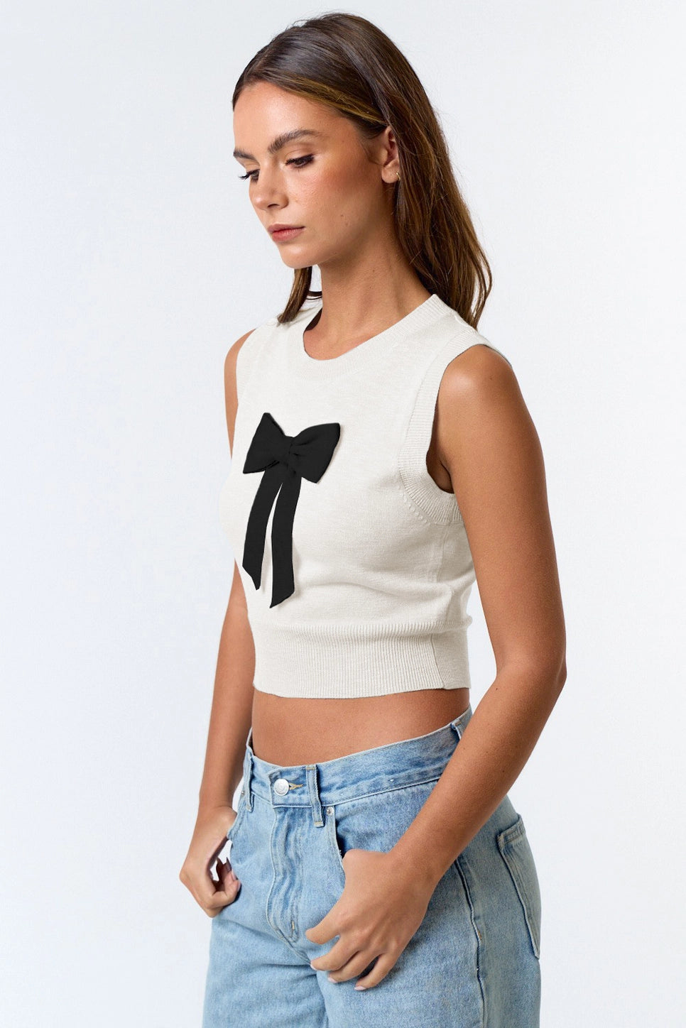 Brittney Sleeveless Bow Sweater