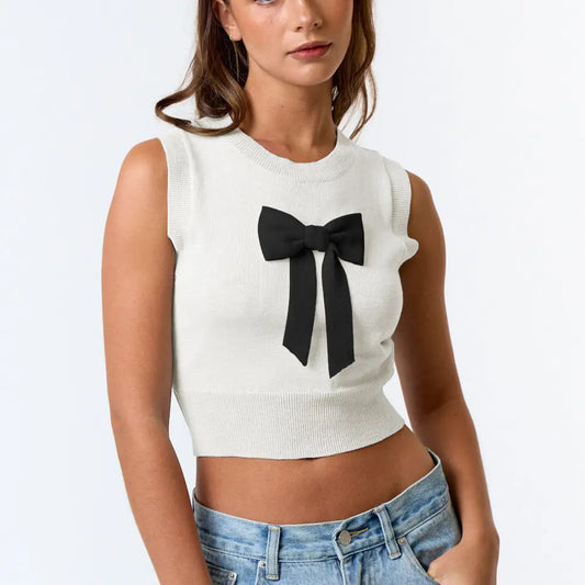 Brittney Sleeveless Bow Sweater