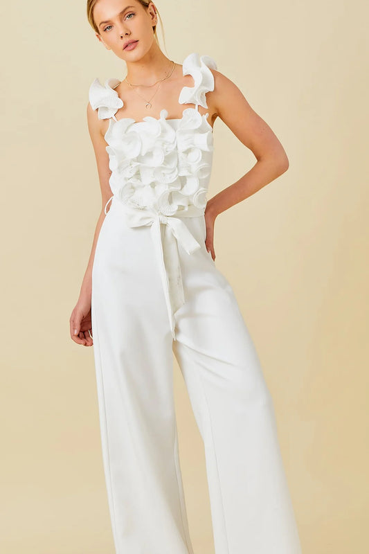 Ruffled Shoulder Jumpsuit